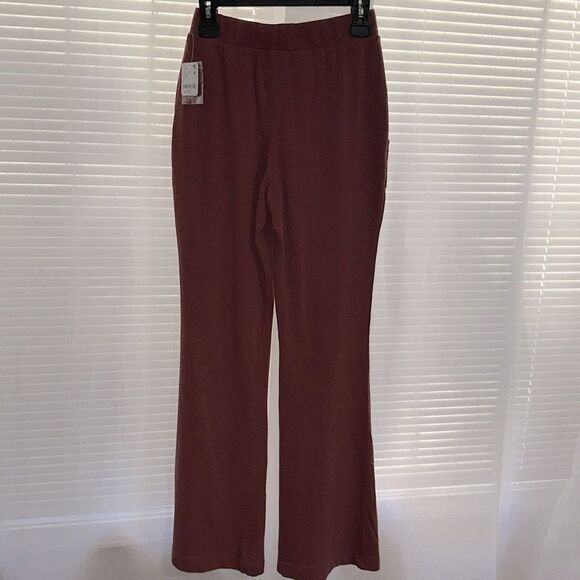 Free People S Babe I'm Yours Slim Fit Knit Cotton Flares Dried Currant Wine - Picture 7 of 13
